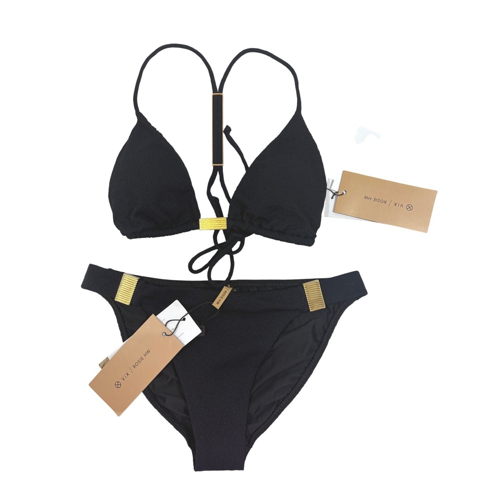 ViX Paula Hermanny $346 Rosie Huntington-Whiteley Tammy Bikini Set Black M